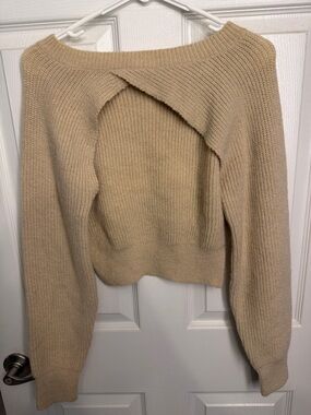 Women's Cream Open-Back Knit Sweater